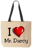 I Love Mr. Darcy Jane Austen Funny Canvas Tote Reusable Bag Elizabeth Miss Bingley