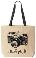 I shoot people Novelty Camera Photography Canvas Tote Bag (Kod)