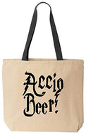 Accio Beer Funny Tote Reusable Magical Natural Canvas Bag For Wizard School Office Shopping