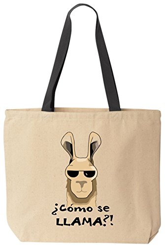 Como Se Llama Cotton Canvas Funny Tote Bag Reusable Llama Love