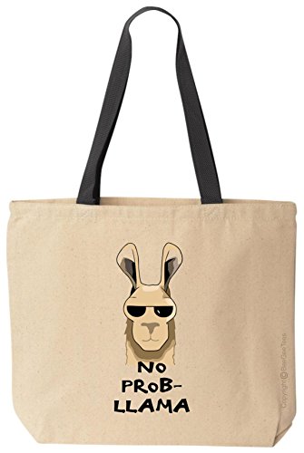 No Prob Llama Cotton Canvas Funny Tote Bag Reusable Llama Love