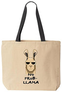 No Prob Llama Cotton Canvas Funny Tote Bag Reusable Llama Love
