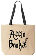 Accio Books Funny Tote Reusable Magical Natural Canvas Bag For Wizard School Office Shopping