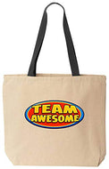 Team Awesome Color Funny Tote School Office Natural Canvas Bag