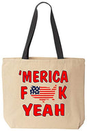 USA Merica Fvck Yeah Patriotic Tote Bag Reusable Red White And Blue Pride