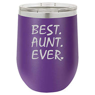 Fun Wine Tumbler Best Aunt Ever Heart Laser Engraved Insulated Unbreakable Stemless Cup With Lid Multiple Colors