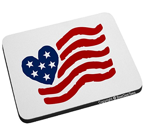 Red White and Blue USA Heart Flag Mouse Pad