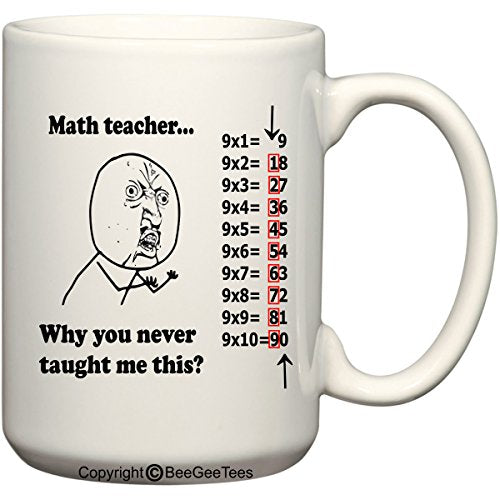 Math teacher... Why you never taught me this? 15 oz Funny Meme Mug